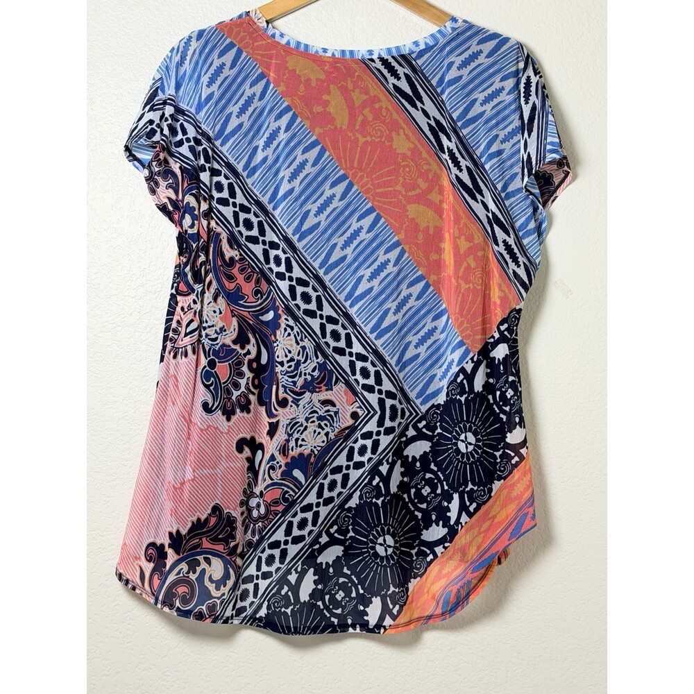 Dana Buchman Patchwork Print Multicolor Blouse Size XL Women's - Picture 2 of 6